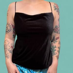 chic black luxe velvet Banana Republic spaghetti strap tank top women size small